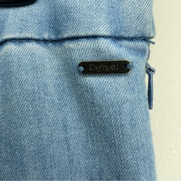 Defry 01 Solid Light Blue Denim Cropped Wide Leg Pants Size 6 Regular - Picture 4 of 8